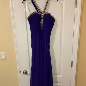 Purple Beaded Prom Dress